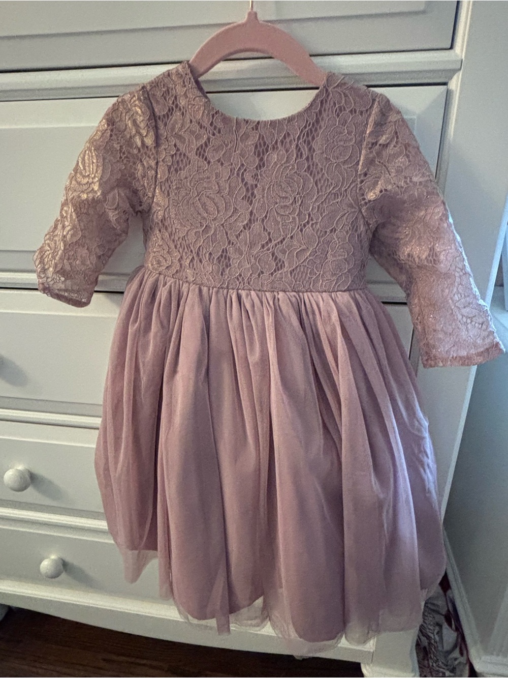 Pippa & Julie Dusty Rose Lace Bodice Tulle Party Dress